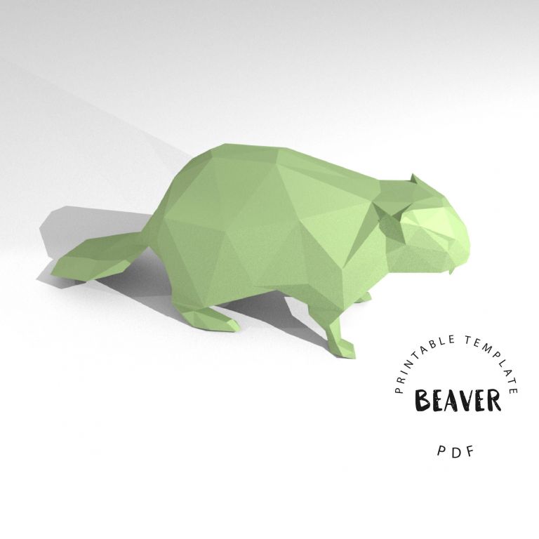 Papercraft Owl Printable Diy Template Pdf Beaver Low Poly Paper Model