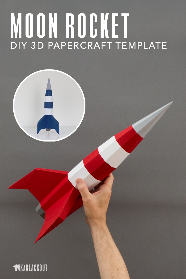 3d Model Papercraft Papercraft Rocket Template Diy Moon Rocket 3d Paper Spaceship Low
