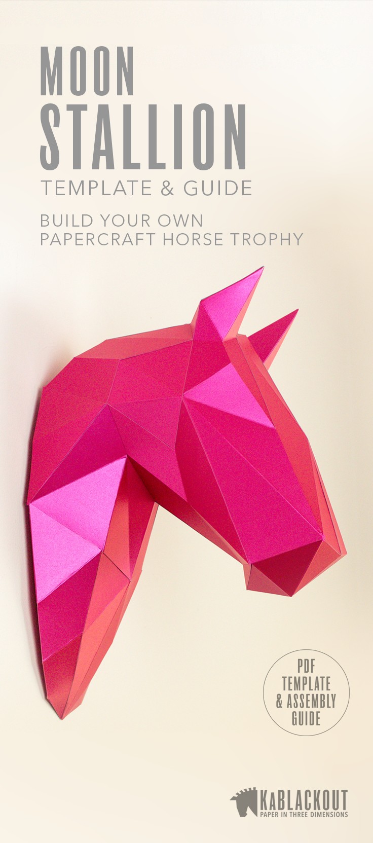 3d Papercraft Horse Papercraft Diy Horse Template Low Poly Horse 3d Wall Trophy