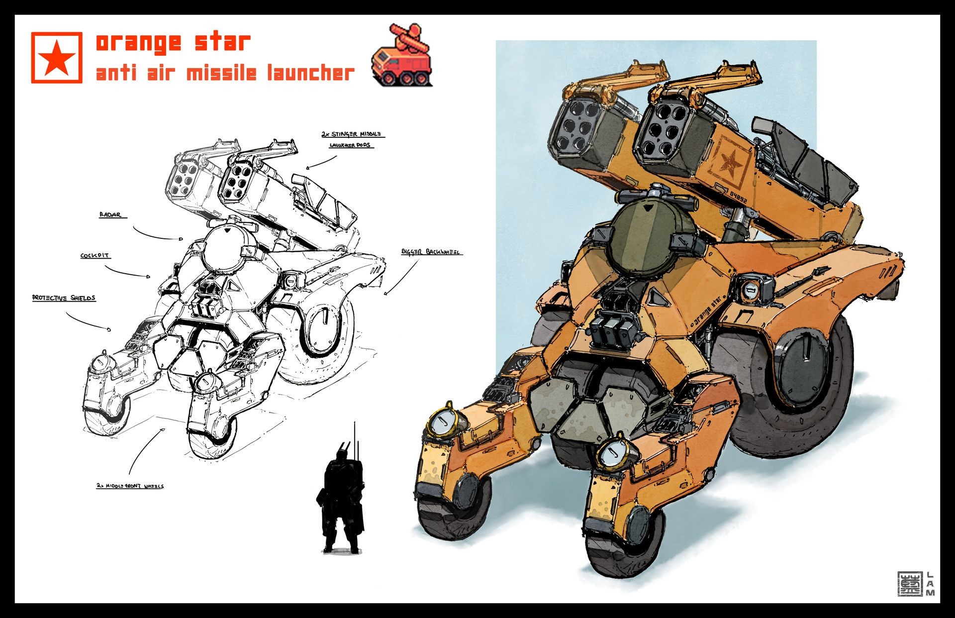 Advance Wars Papercraft Artstation Advance Wars Redesign orange Star Light Tank Unit