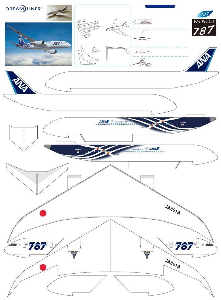 Aircraft Papercraft Airplane B787 01 3d Pap­r Model 3d Puzzle Pinterest