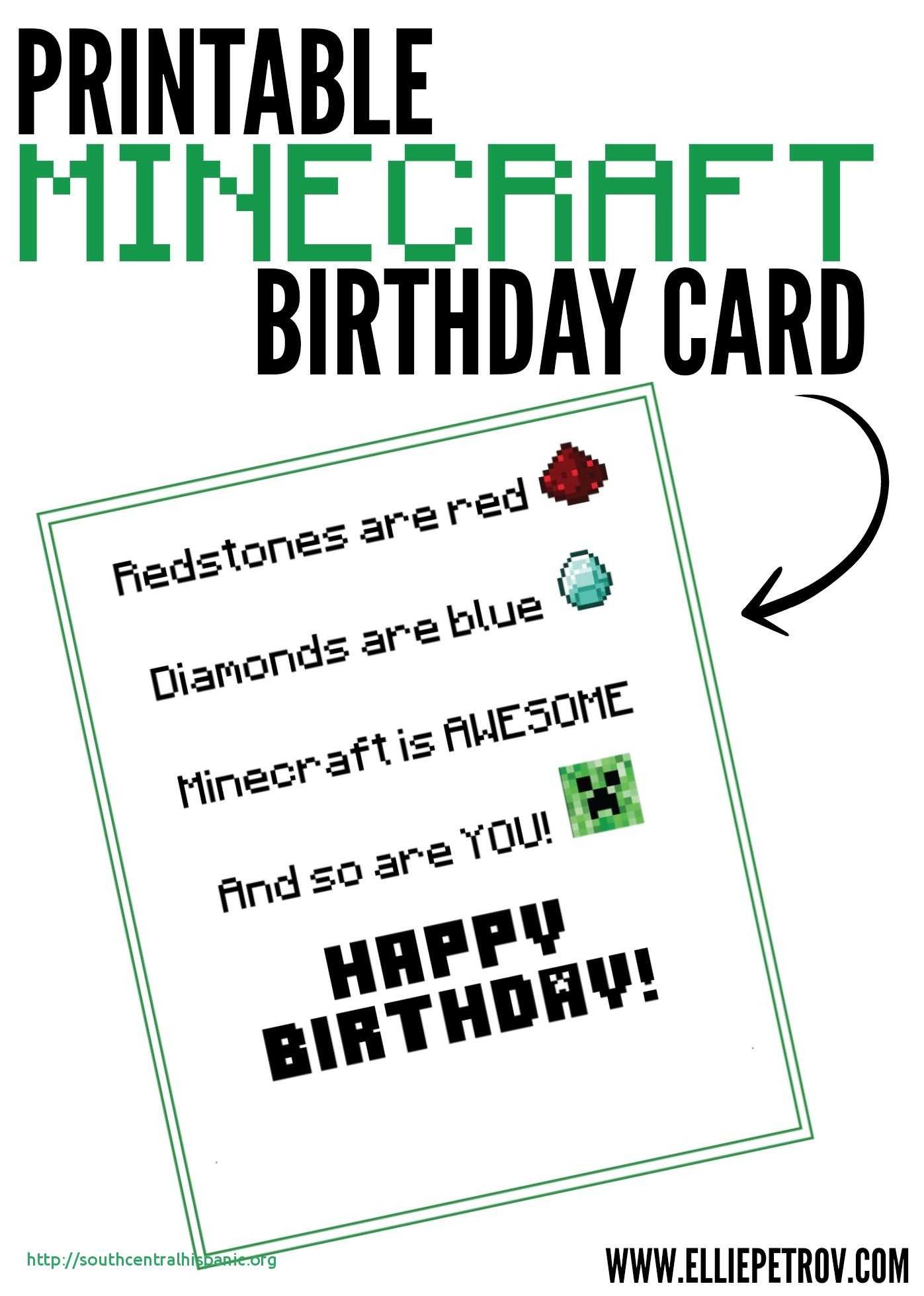 Minecraft Birthday Card Template