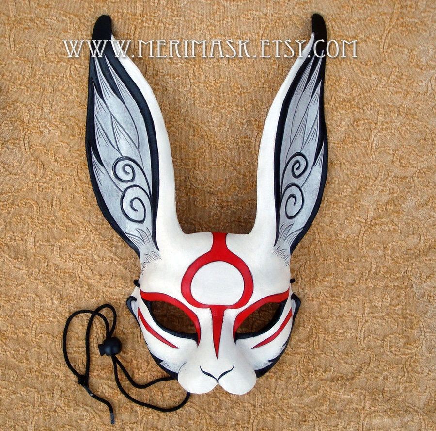 Anbu Mask Papercraft Japanese Sumi E Leather Rabbit Mask by Merimask