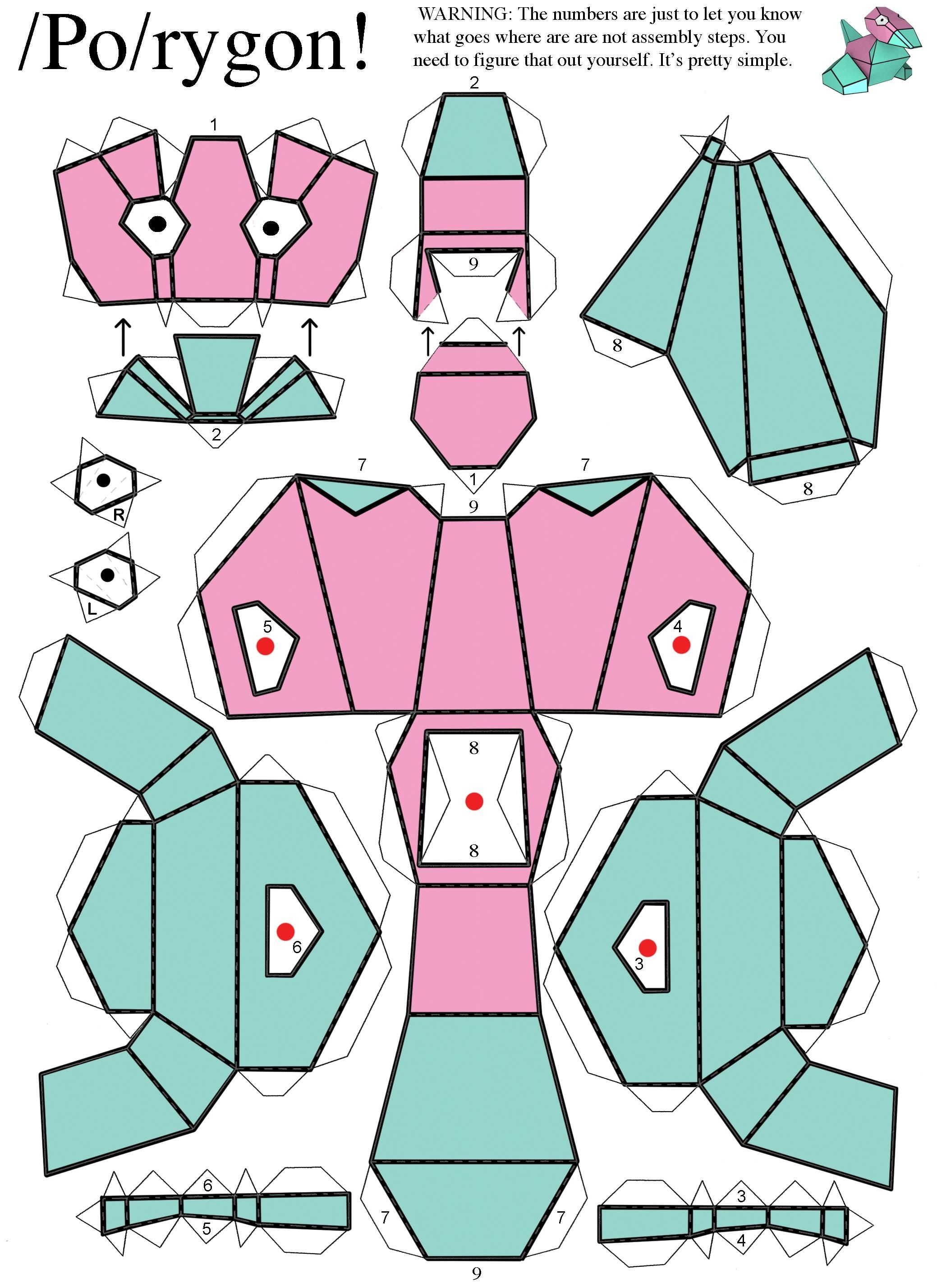 Anime Papercraft Pattern Porygon From Pokemon Difficulty Level Easy Pokemon