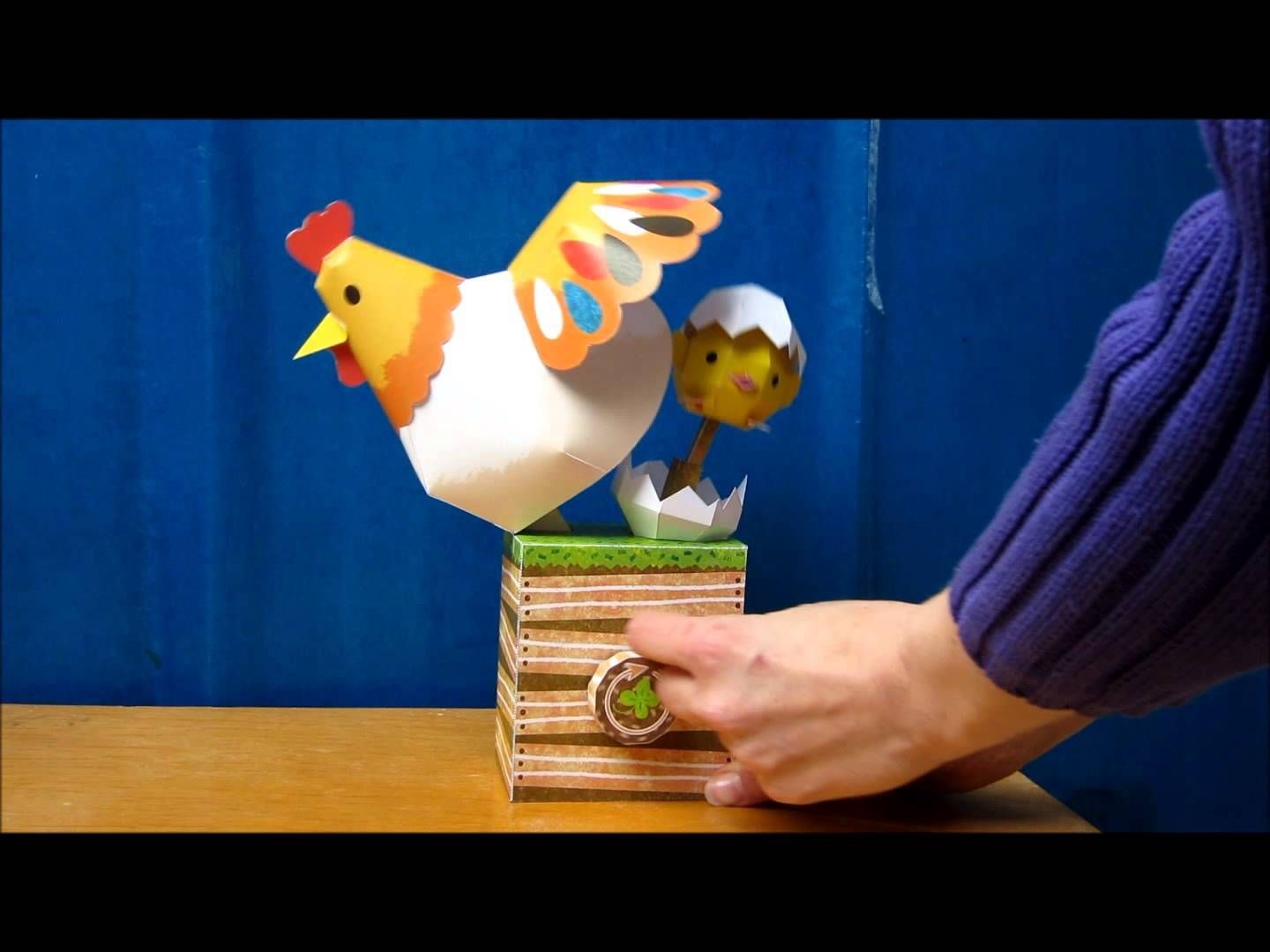 Automata Papercraft Chicken and Newborn Chick Paper Automaton