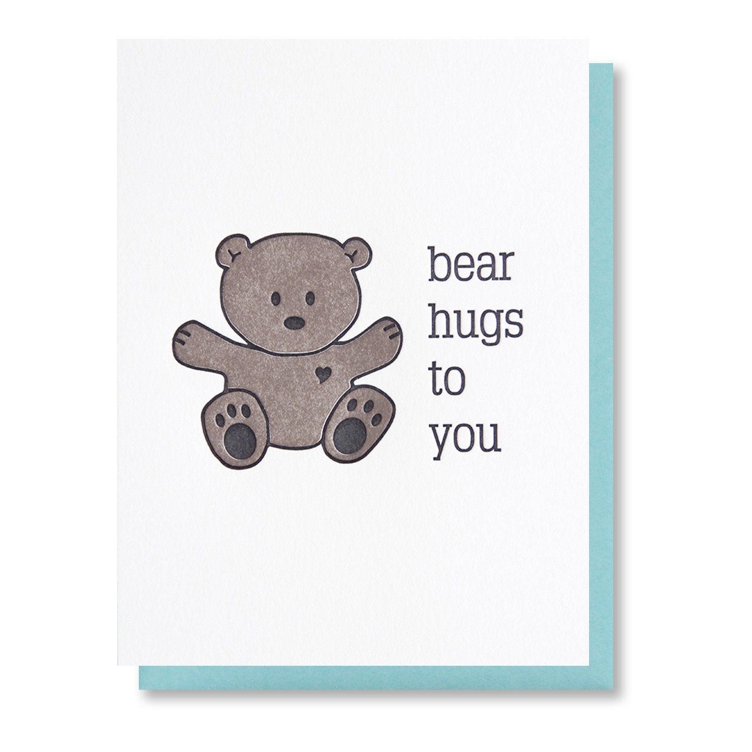 Bear Papercraft Bear Hugs Thinking Of You Letterpress Card