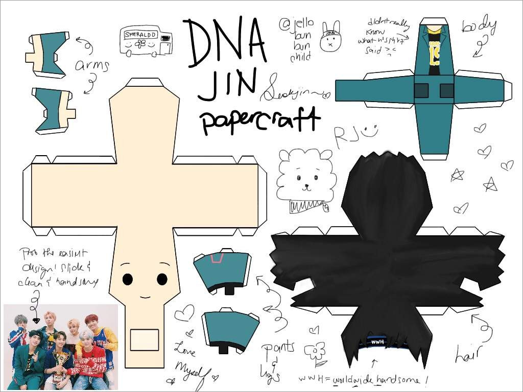 Bts Papercraft Bts Dna Jin Papercraft Chibis