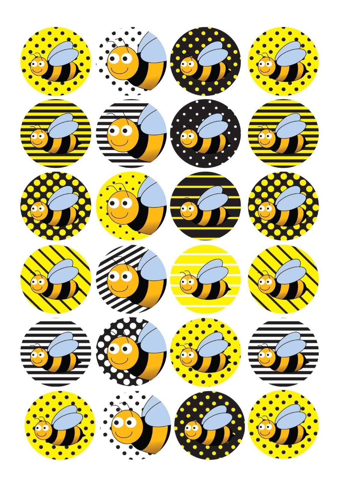 Bumblebee Papercraft 24 Edible Cake toppers Decorations Bumblebee Bee Insect New Baby