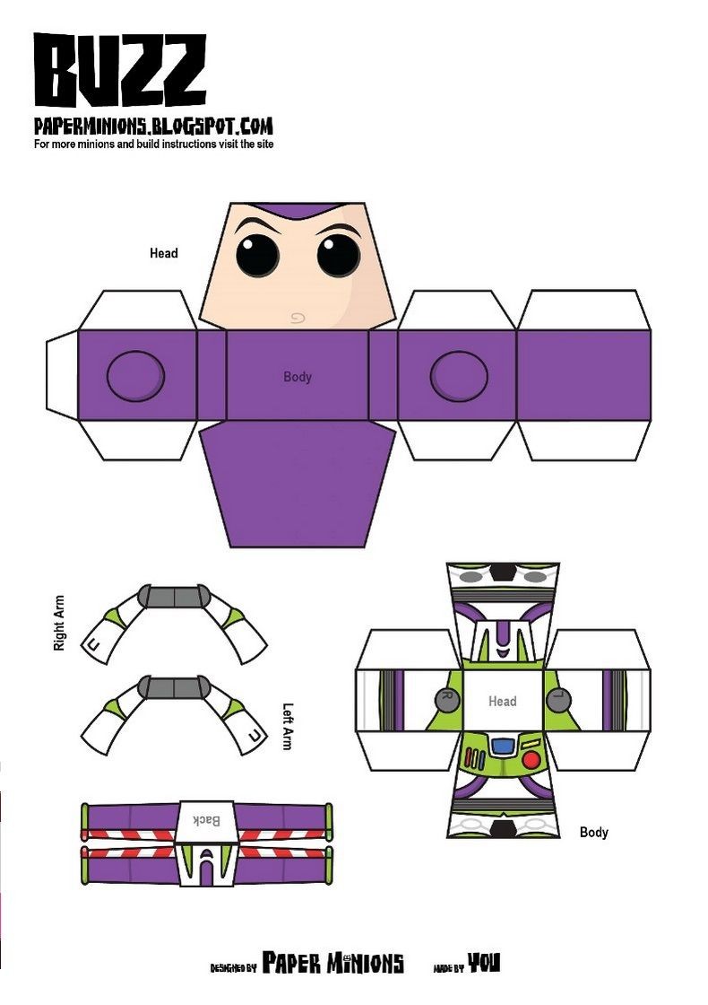 Buzz Lightyear Papercraft Woody & Buzz De Paper Minions Minion toys Pinterest