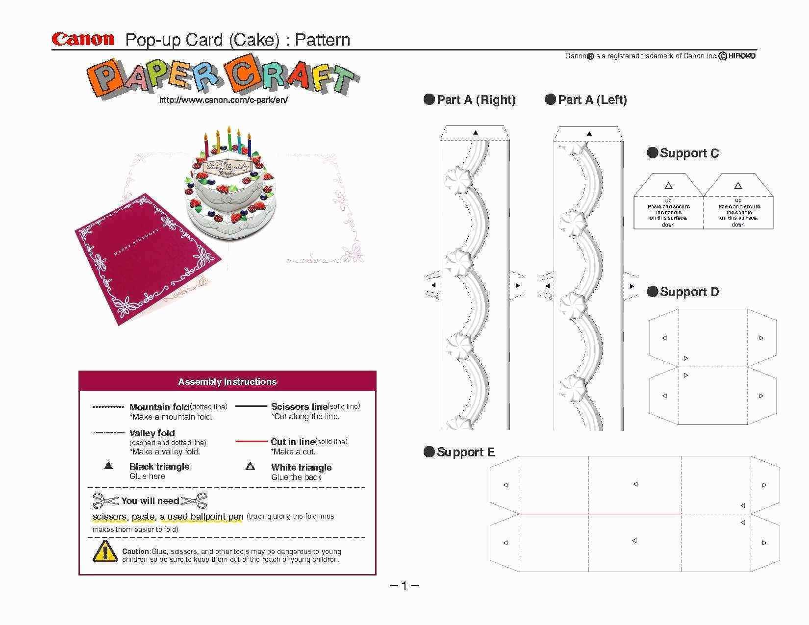 Canon Papercraft Pop Up Card Box Template Unique Pop Up Card Templates Happy Birthday