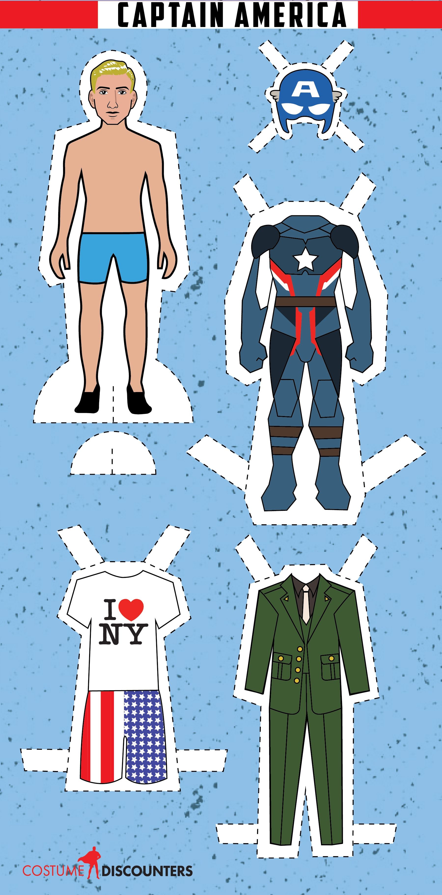 Captain America Papercraft Dressed for War Captain America & Iron Man Paper Dolls [printable