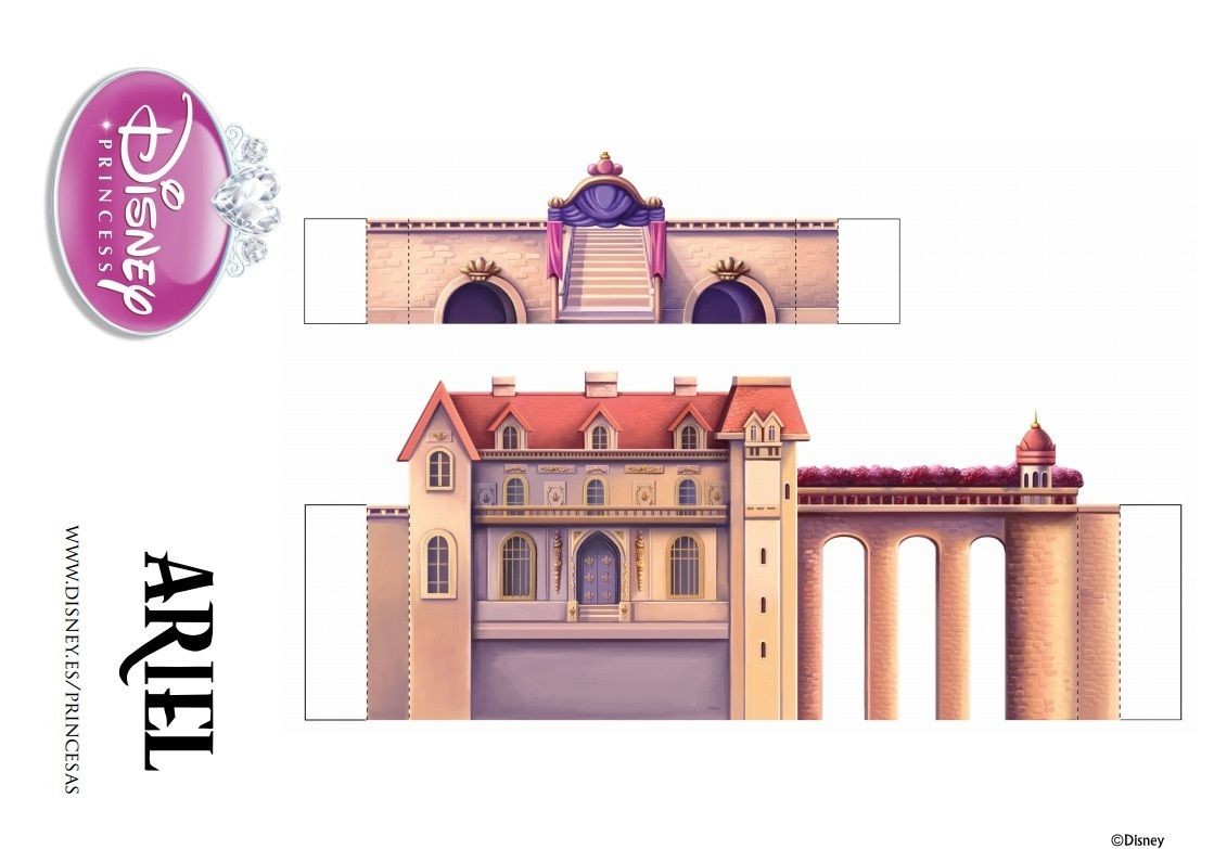 Castle Papercraft Disney Princess areil S 3d Printable Castle Template [ Little Blue
