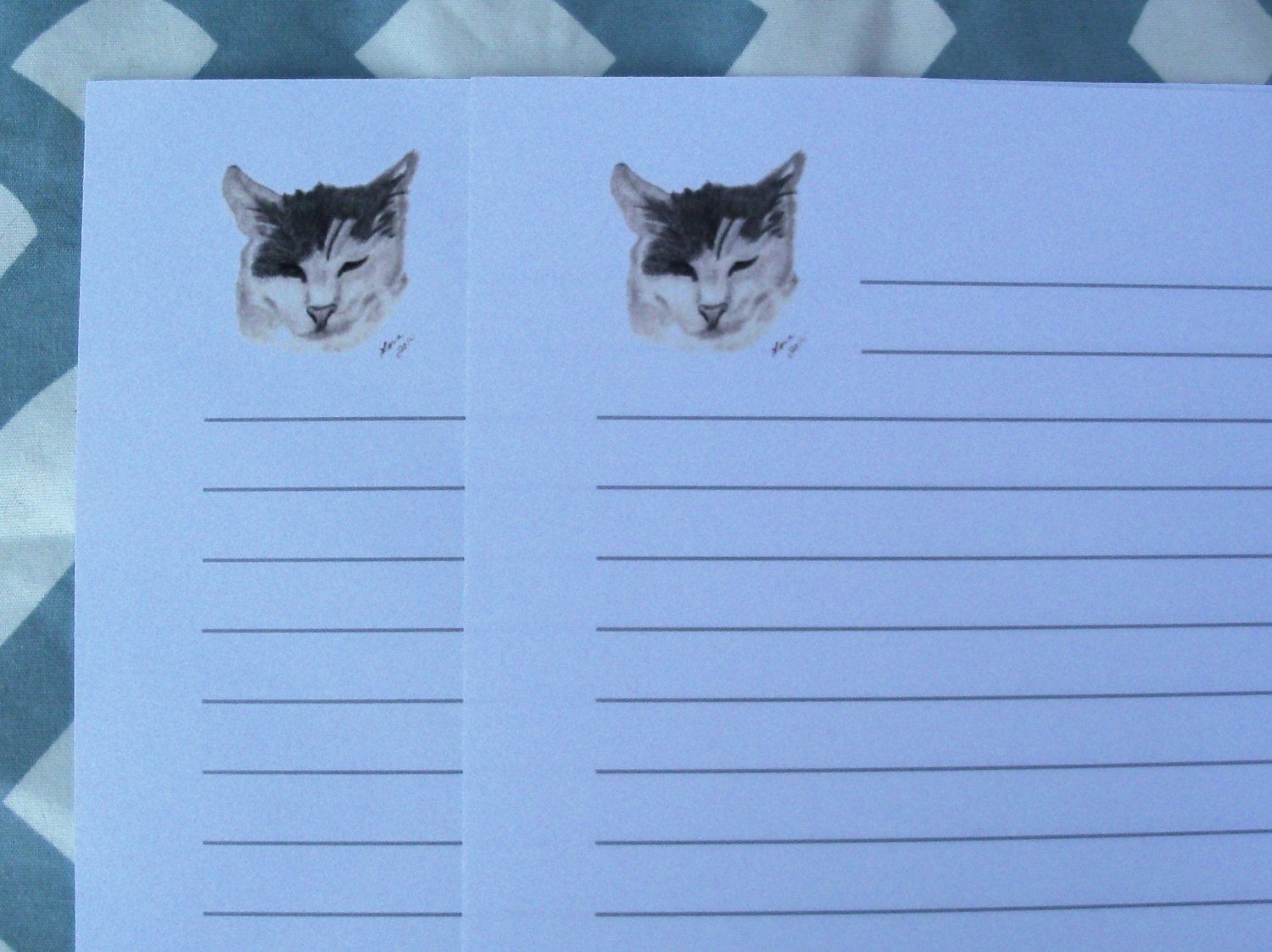 Cat Papercraft Stationery Letter Sheets Lined Stationery Sheets Kitten