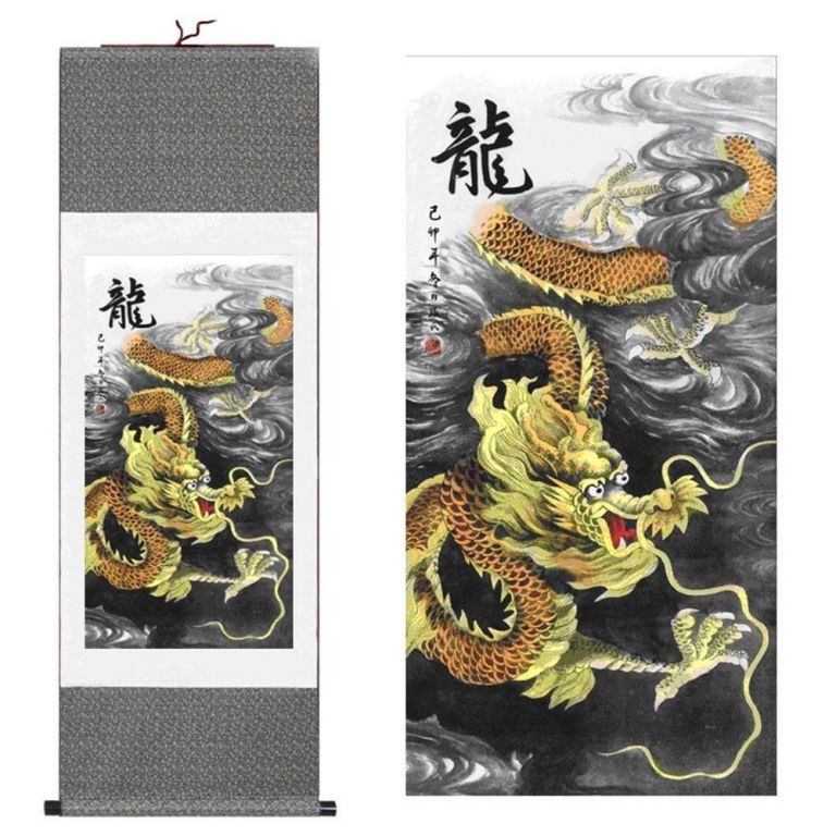 Chinese Dragon Papercraft Scroll Painting Chinese Home Decor Dragon ...