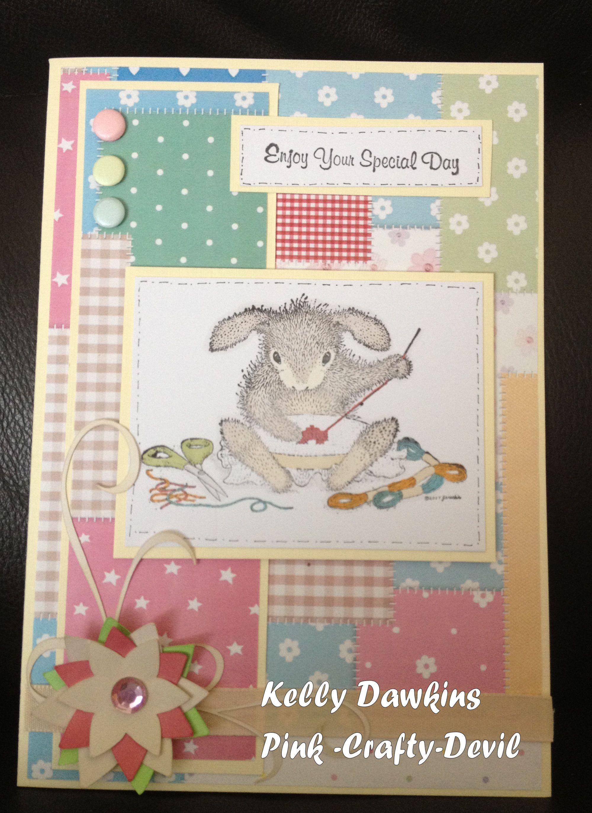 Crafty Devils Papercraft Mothers Day Card Using House Mouse Stamp Happy Hopper and Handmade