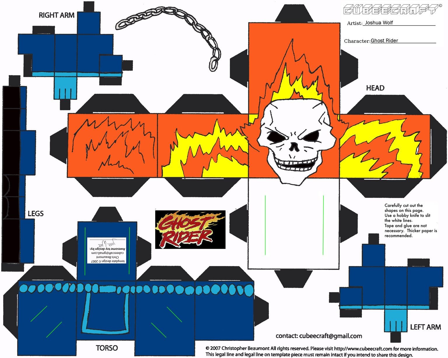Cube Papercraft Image Detail for Ghost Rider Paper Cube Craft