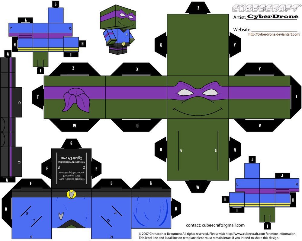 Cubee Papercraft Cubee 1st Ficer Donatello by Cyberdrone On Deviantart