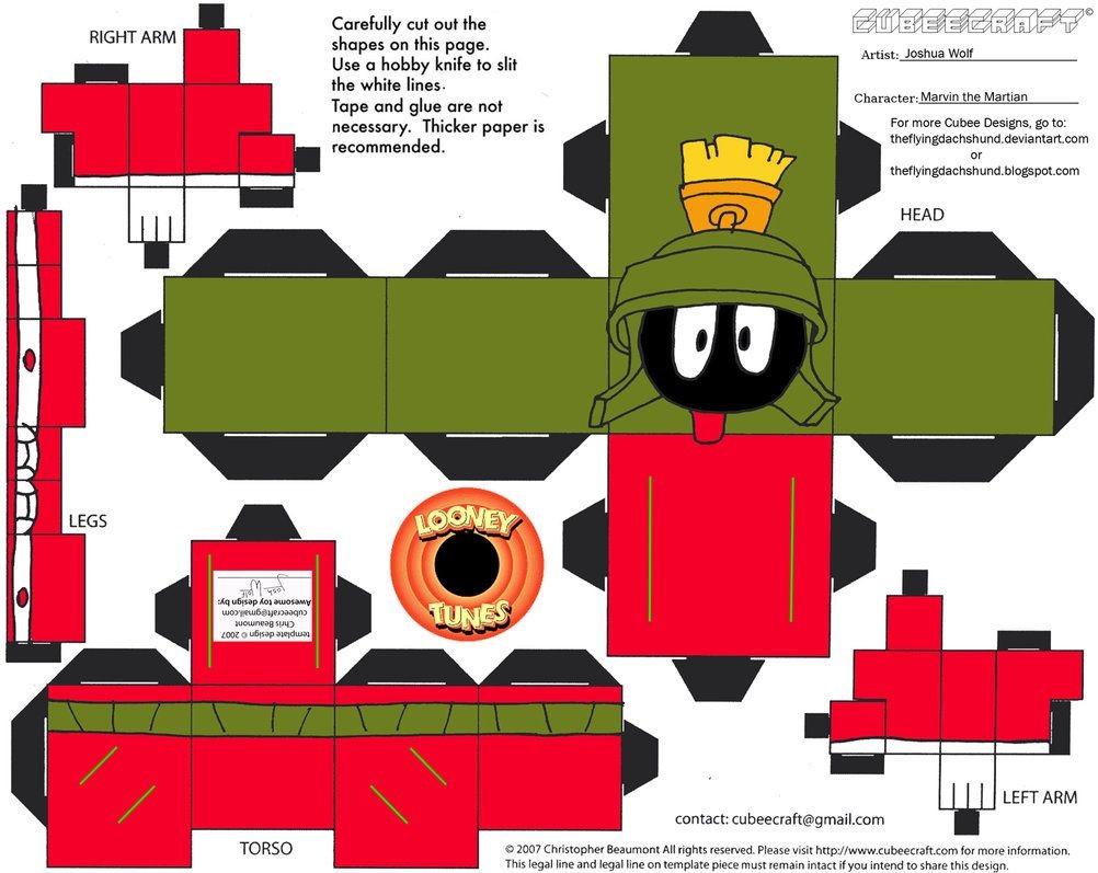Cubee Papercraft Lt6 Marvin the Martian Cubee by theflyingdachshund