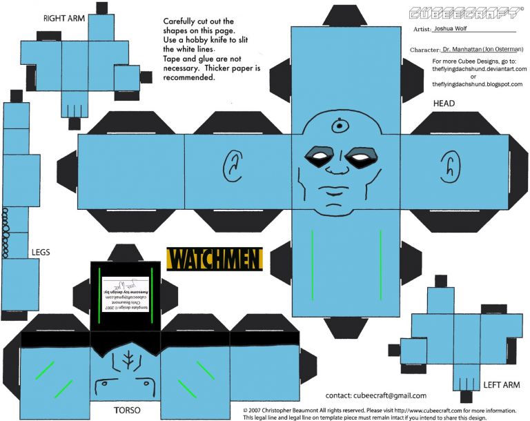 Cubee Papercraft Wm Dr Manhattan Cubee by theflyingdachshund On ...