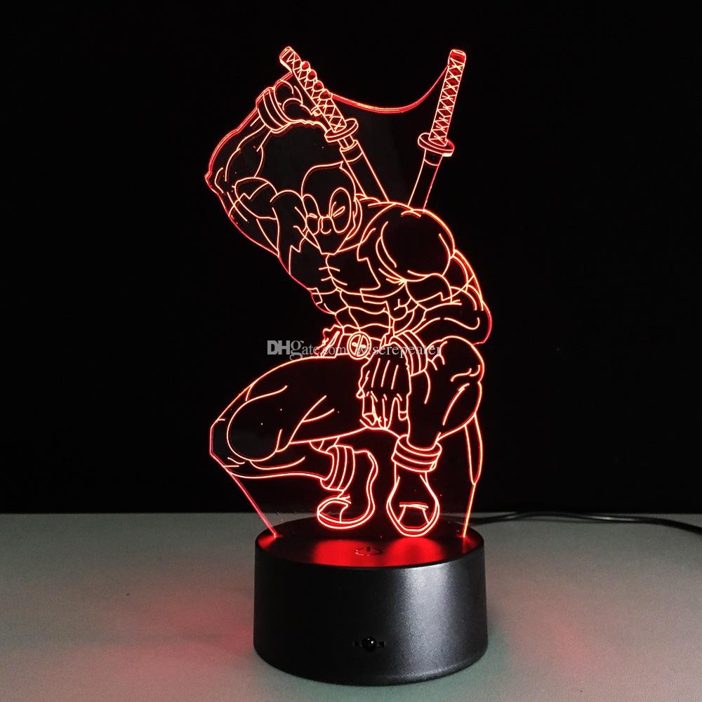 Deadpool Papercraft Großhandel Deadpool 3d Optische Illusion Lampe Nachtlicht Dc 5 V Usb