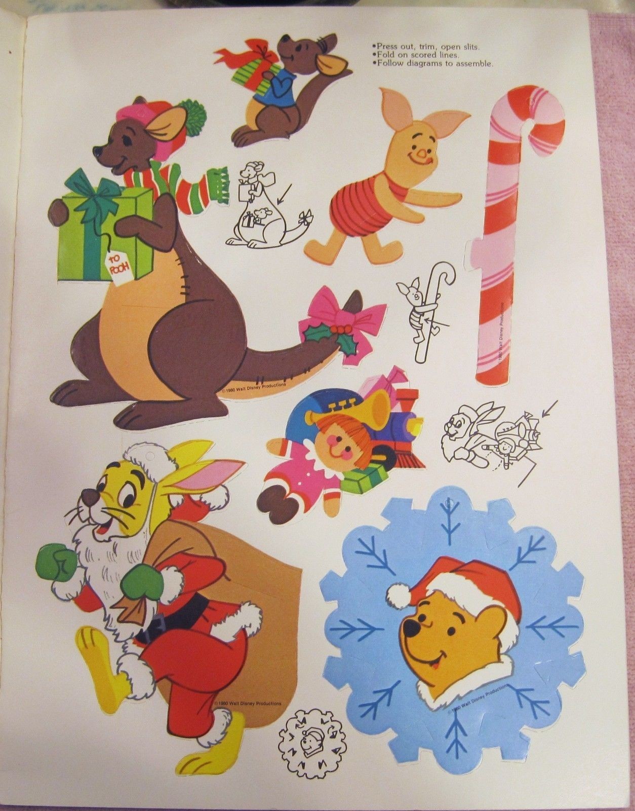 Disney Papercraft Disney Winnie Pooh Decorate Christmas Tree Punch Out Paper ornaments