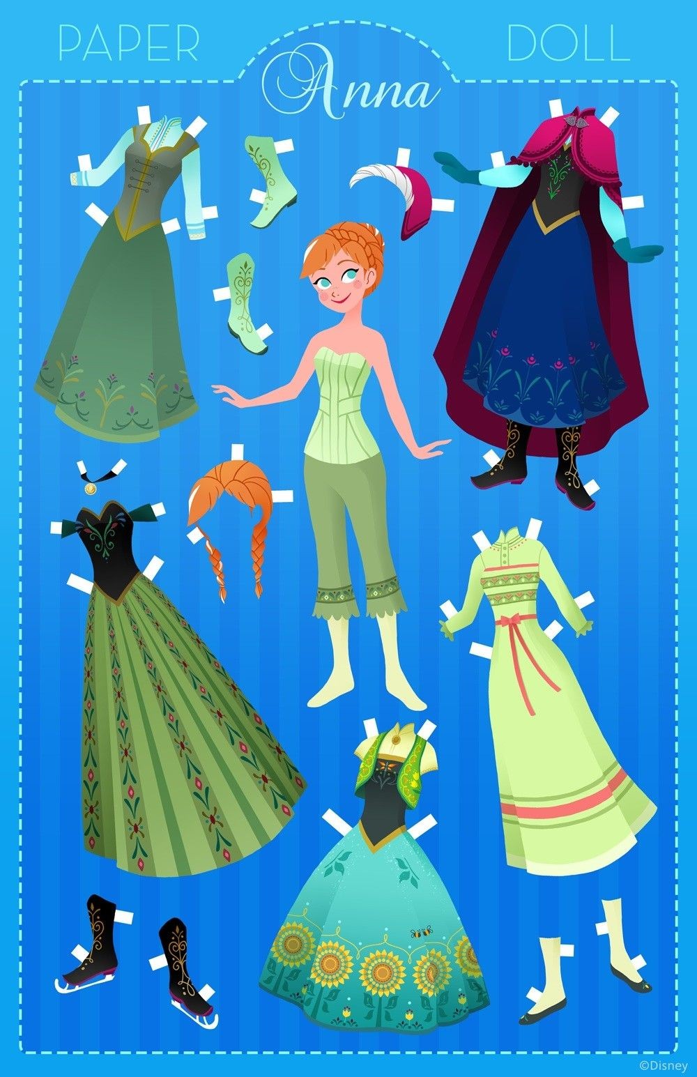 Disney Papercraft Paper Doll Anna Rainbow Loom Stuff Pinterest