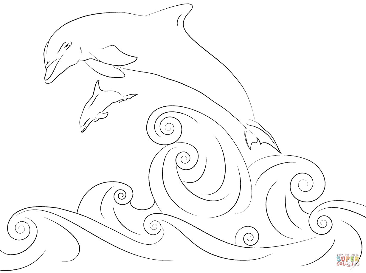 Dolphin Papercraft Dolphins Jumping Out Water Coloring Pages 1228916