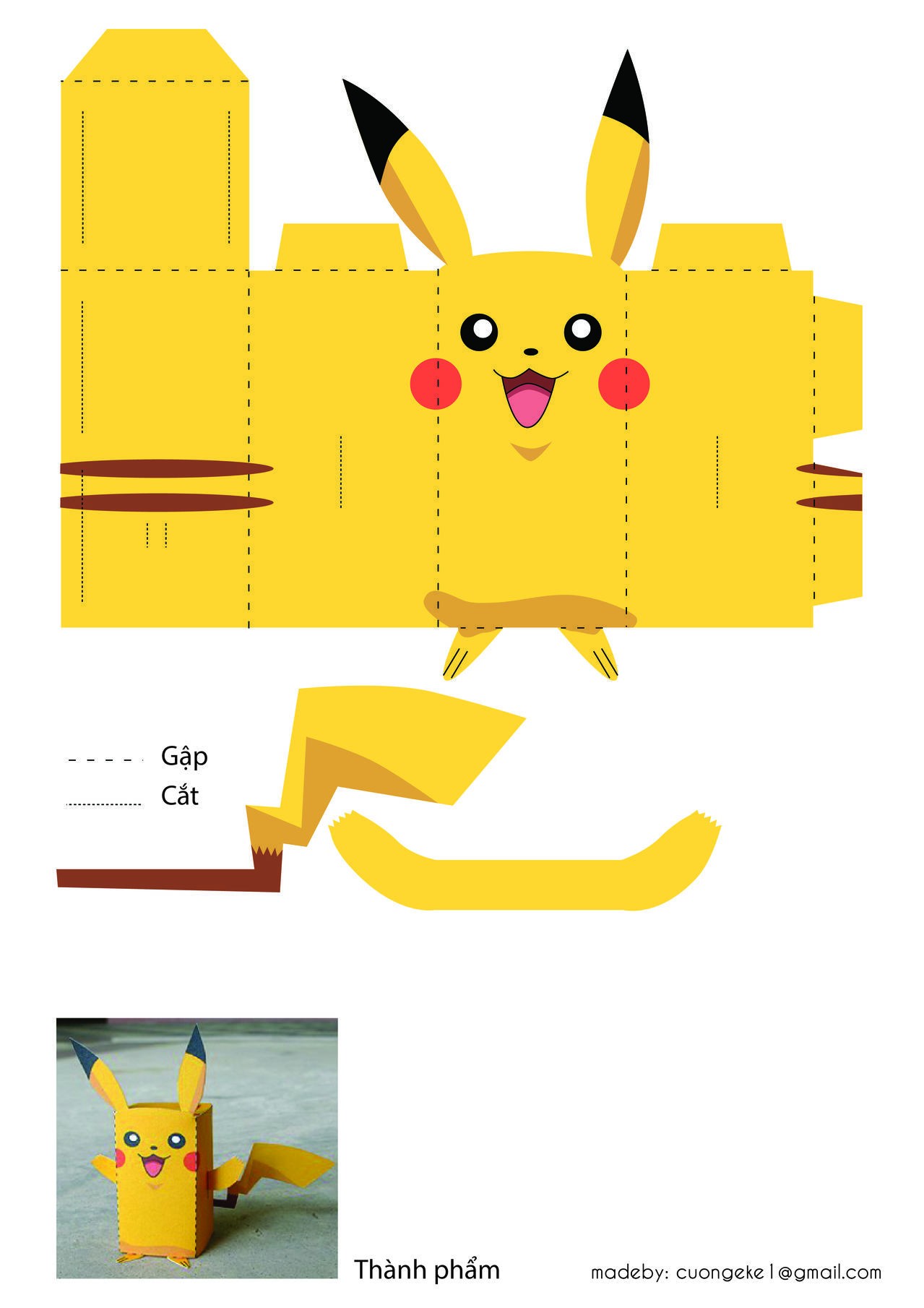 Free Papercraft Template Pikachu Pokemon Papercraft Templates