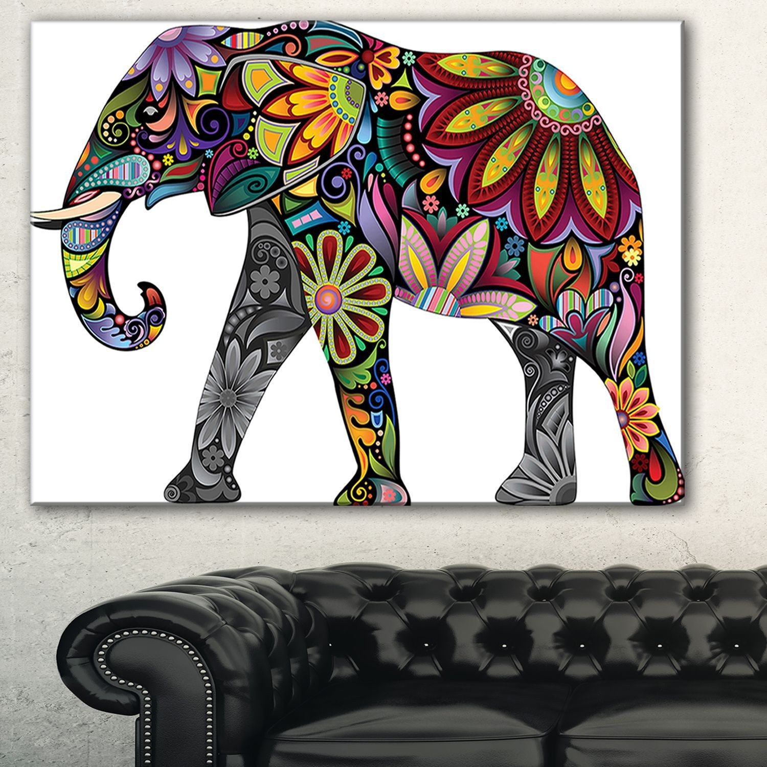 Elephant Papercraft Designart Yellow Cheerful Elephant Animal Digital Art Canvas Print