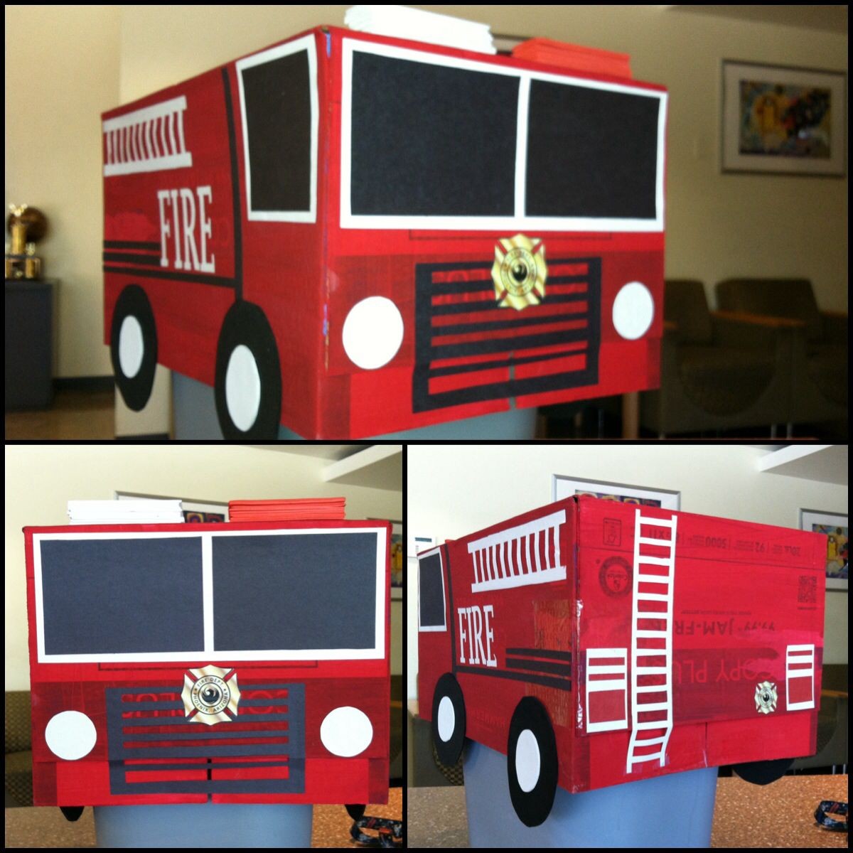 Fire Truck Papercraft My Version Of A Cardboard Box Fire Truck for My son Ly took A