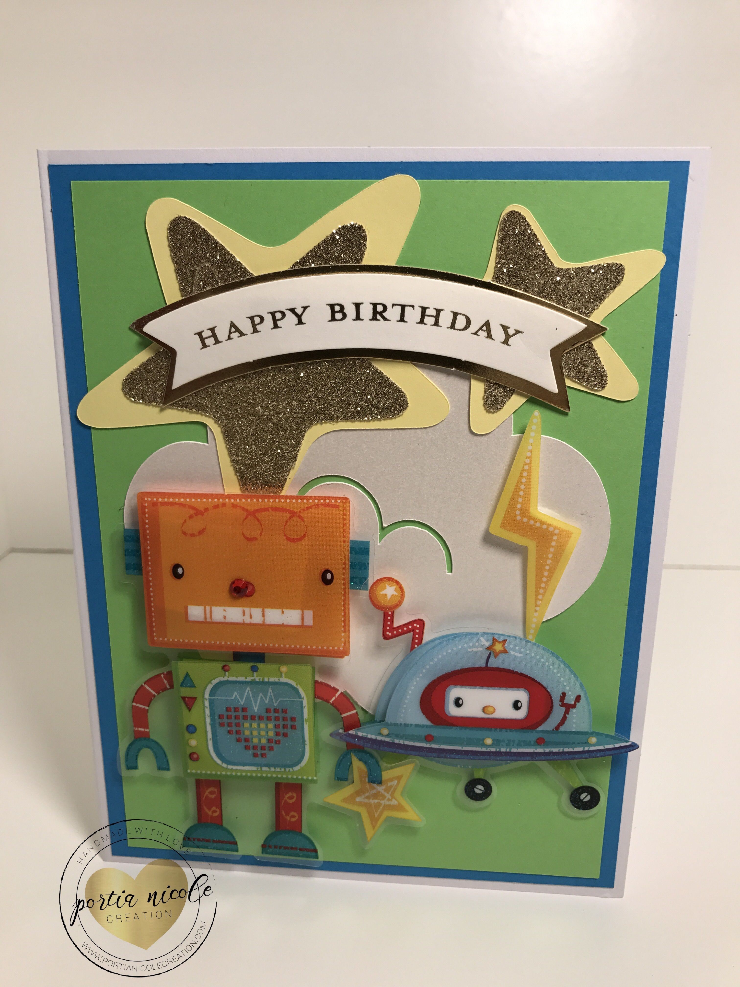 Fish Papercraft Robot Birthday Card for A Boy Robot Robotboy Stars Birthday