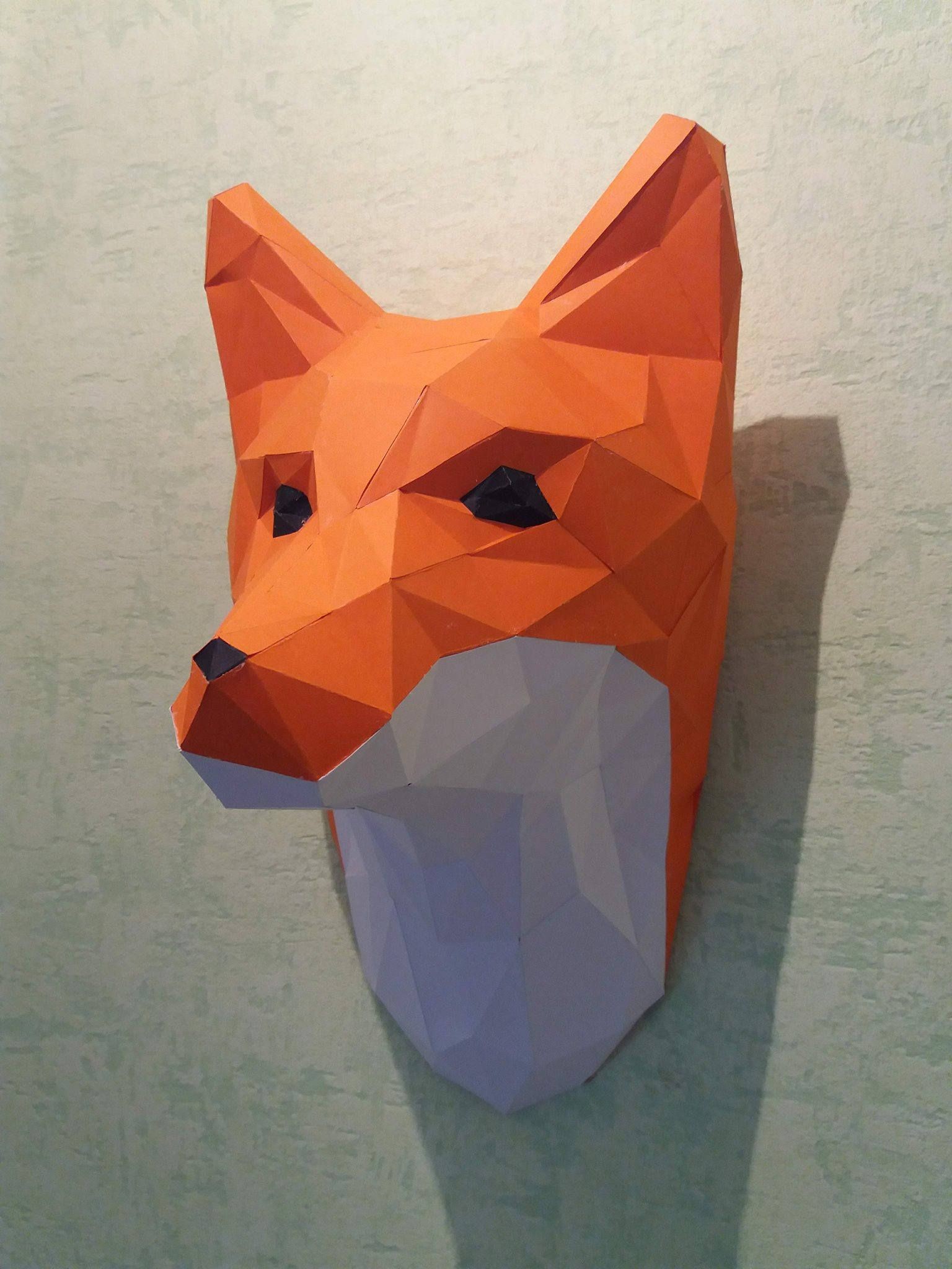 Fox Papercraft T2spaper Diy Papercraft origami Trophee Animal