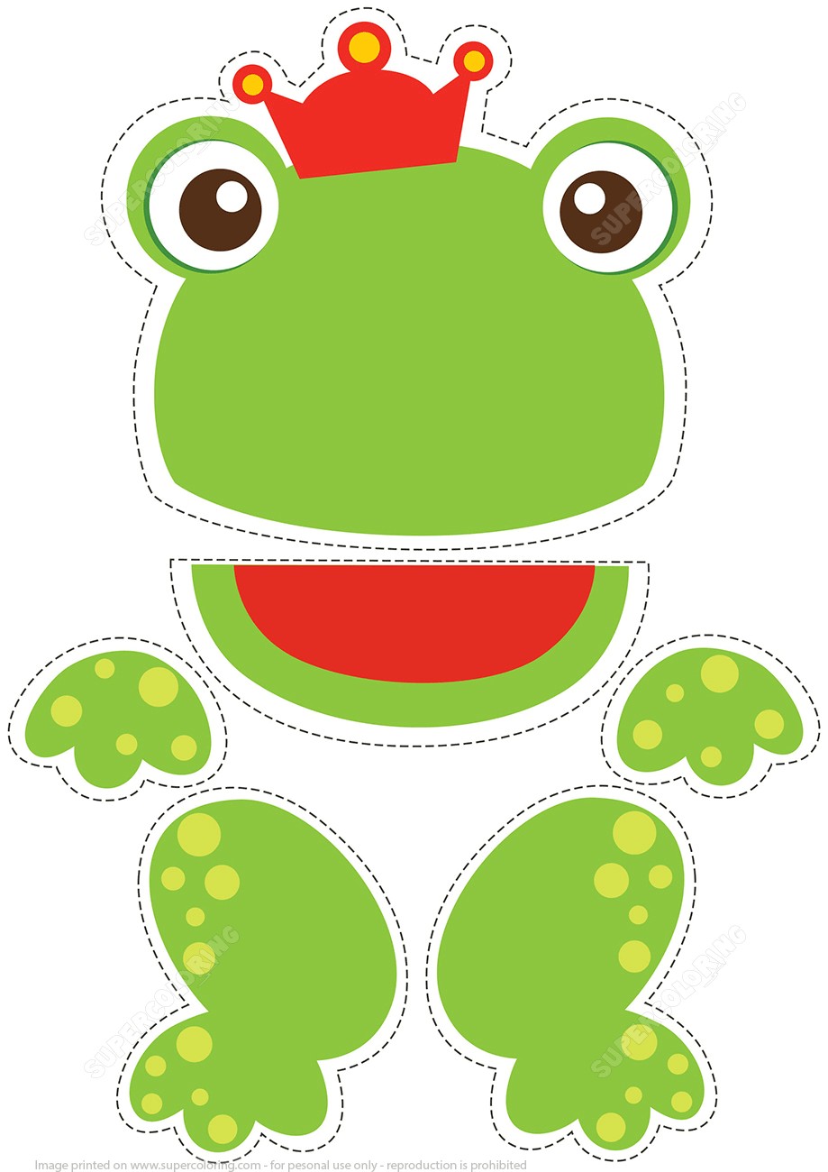 Frog Papercraft Paper Puppet toy Frog the Prince to Cut Out