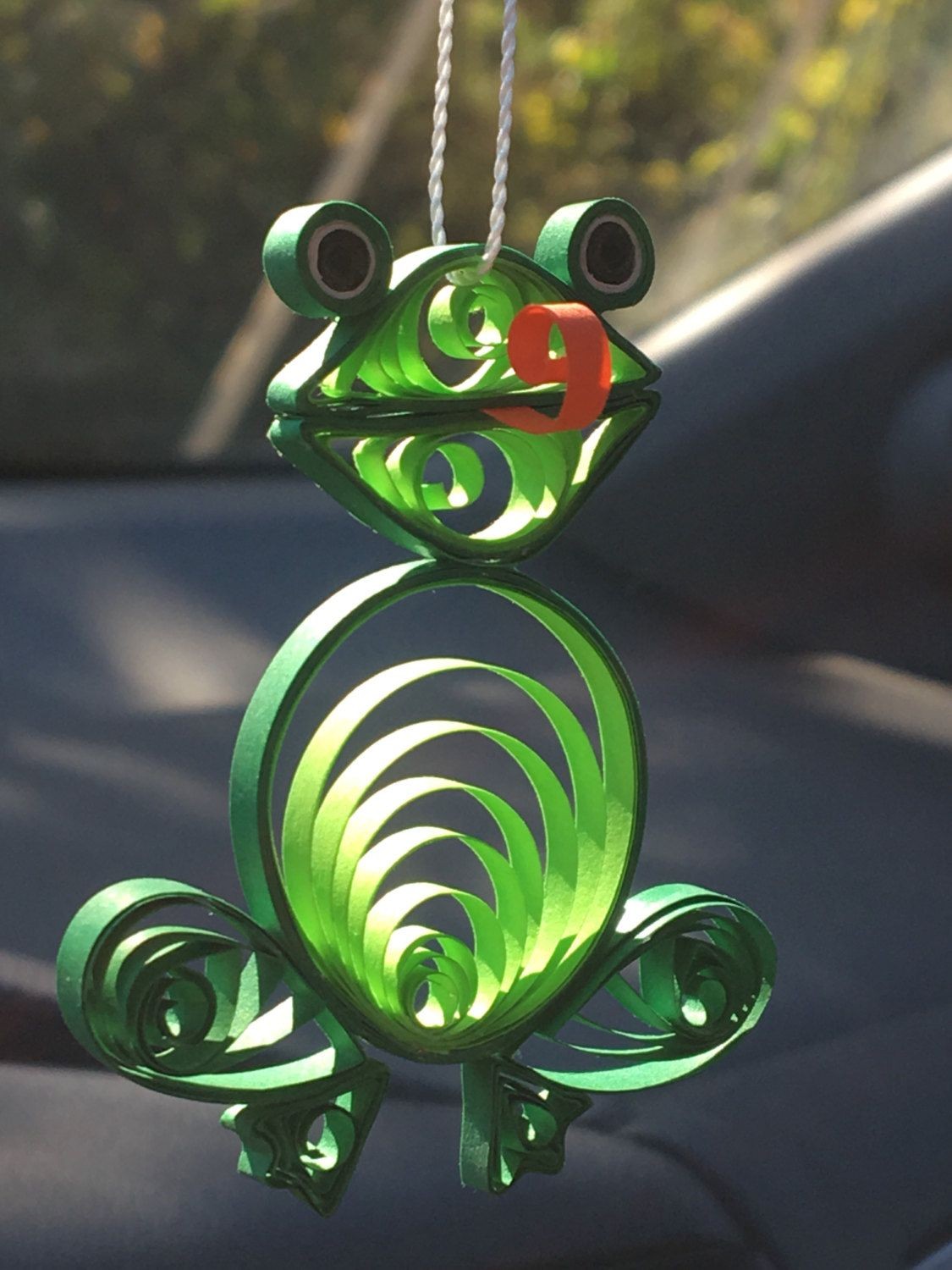 Frog Papercraft Quilled Christmas Paper Art ornament Ribbet the Frog by thequillery