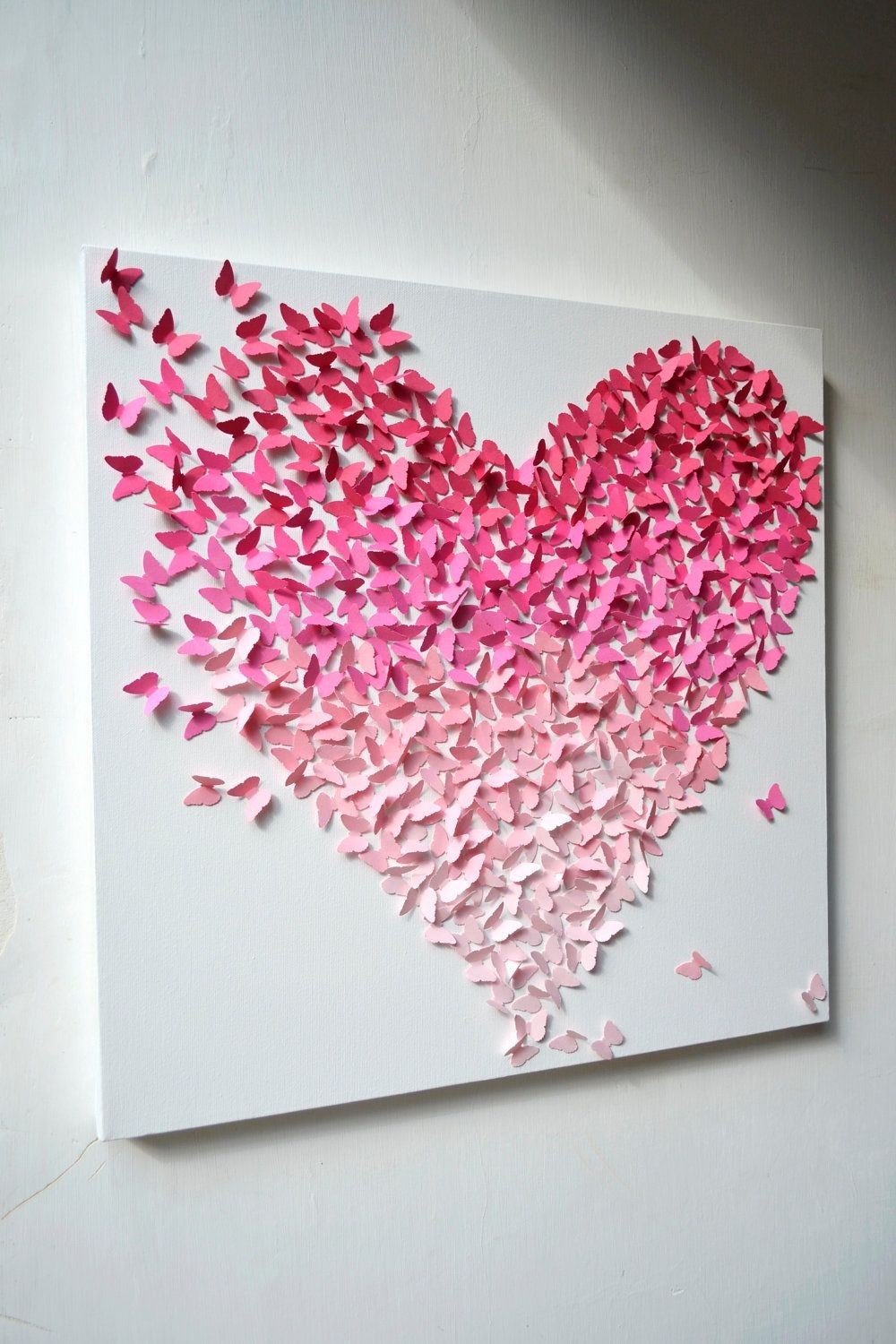 Gear Heart Papercraft Pink Ombre butterfly Wall Art Simple if You Have Paint Color