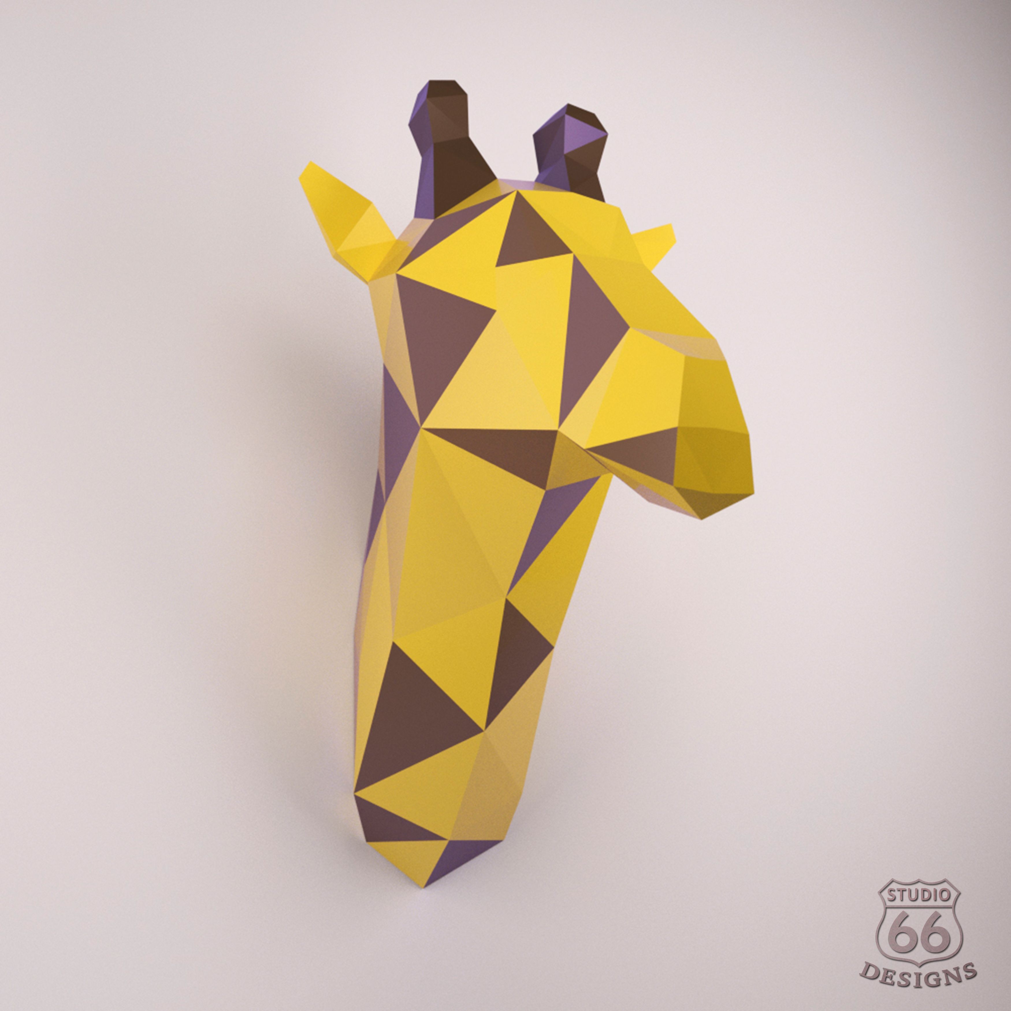 Giraffe Papercraft Make Your Own Low Poly Giraffe Head Trophy Price $10 This Listing