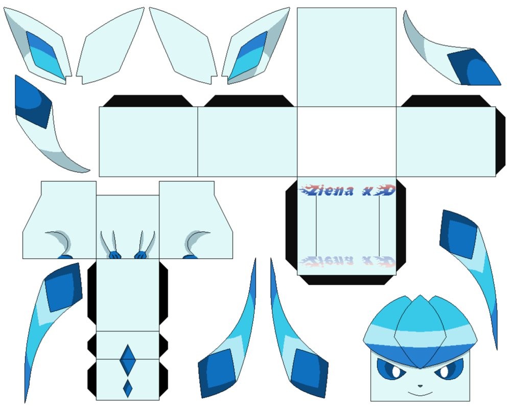 Glaceon Papercraft Gureishia Glaceon Shiny V2 Game Color by Zienaxd On Deviantart
