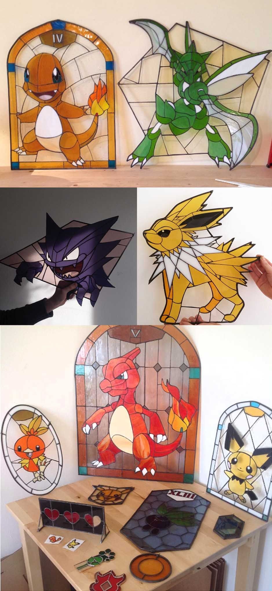 Groudon Papercraft Pokemon Stained Glass Pokemon Pinterest