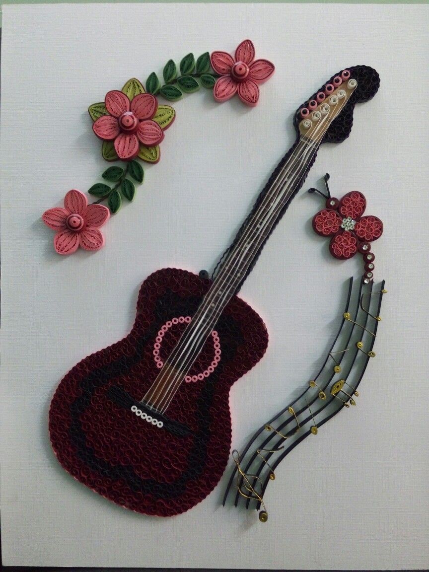 Guitar Papercraft Paper Quilled Guitar A Musical theme Quilling