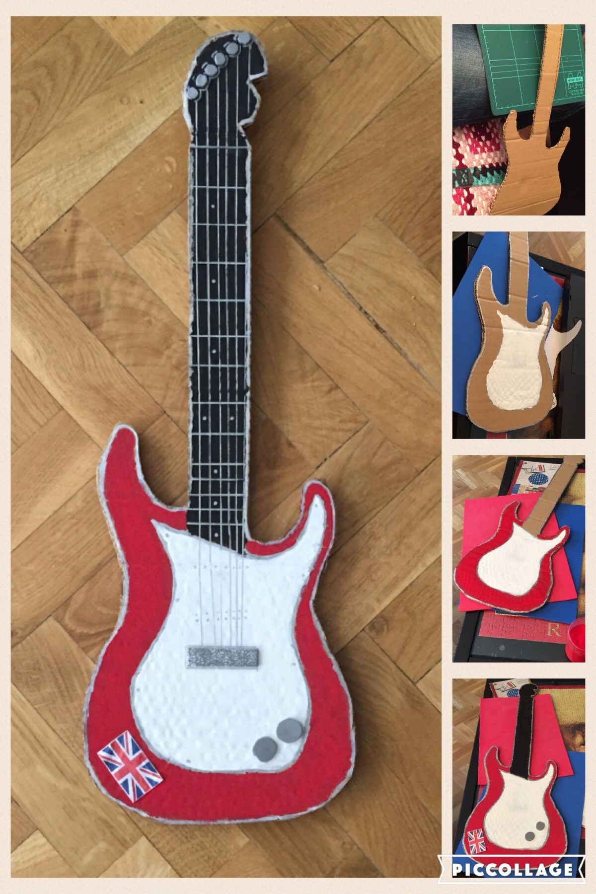 Guitar Papercraft Rockstars Guitar Guitarra Realizada Con Cart³n Para Carnavales