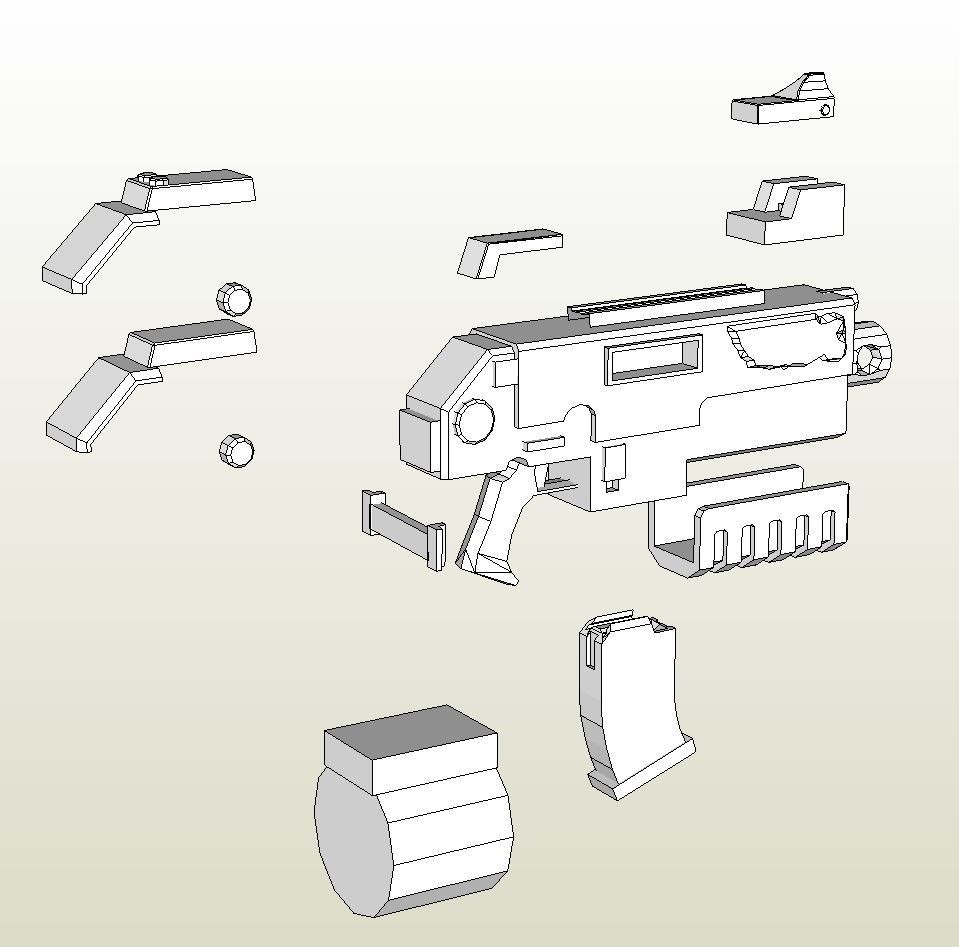 Gun Papercraft Papercraft Pdo File Template for Warhammer 40k Heavy Bolter