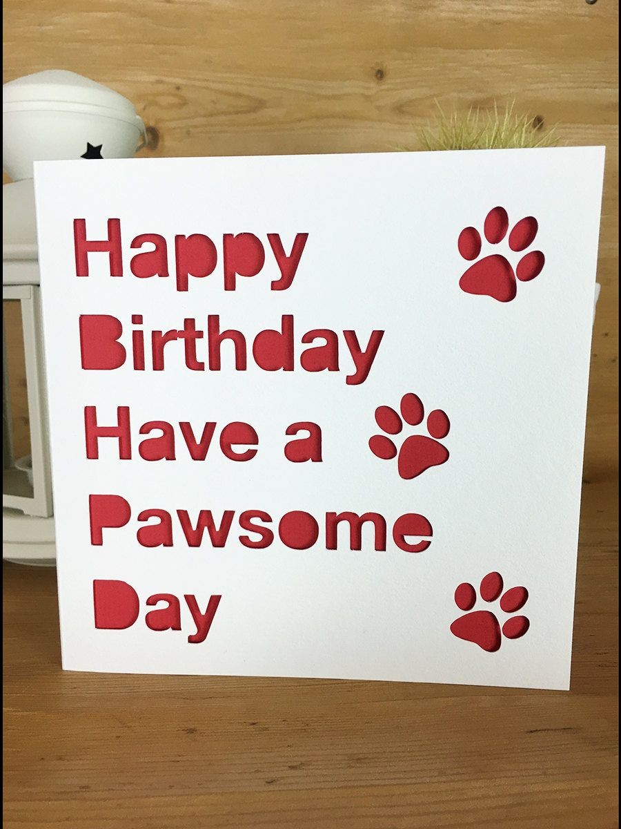 Happy Birthday Papercraft Birthday Card Pet Happy Birthday From the Pet to the Pet Paw