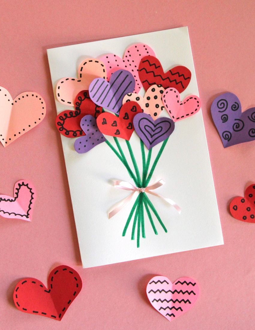 Heart Papercraft Bouquet Of Hearts Card for Valentine S Day