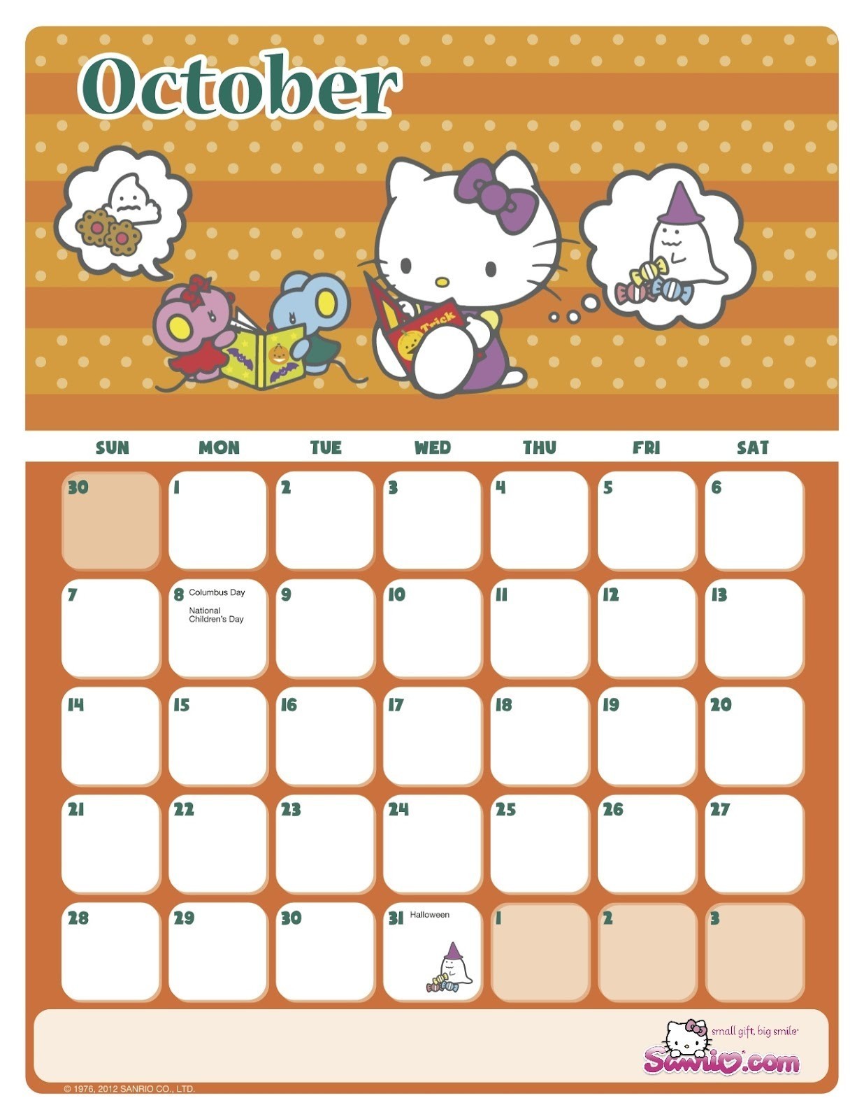 Hello Kitty Calendar Template PDF Template