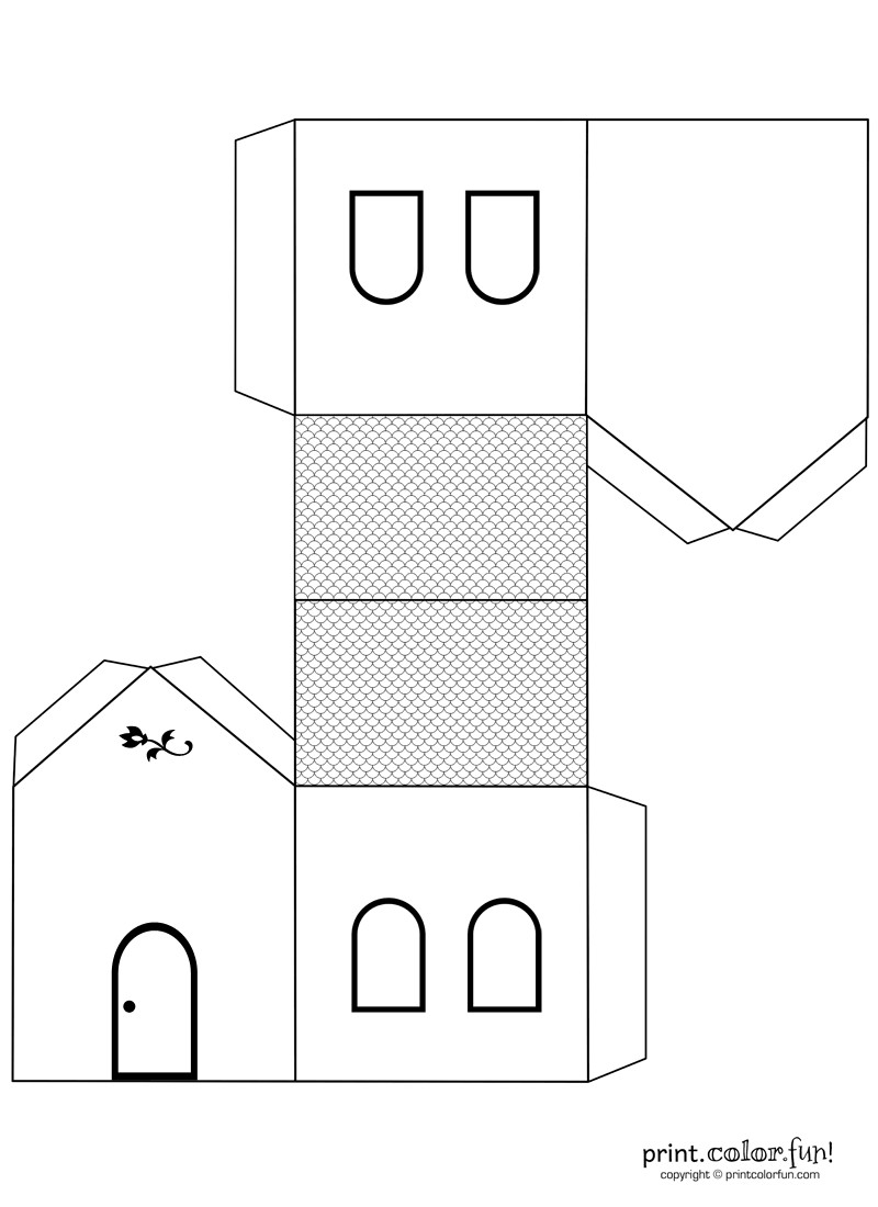 House Papercraft House Cutout Craft to Color