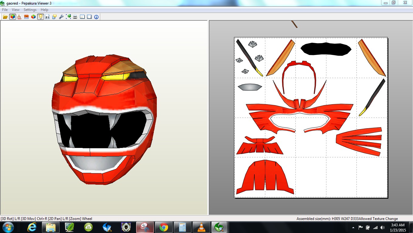 Ichigo Hollow Mask Papercraft Papercraft Pdo File Template for Gaoranger Gao Red Foam Helmet