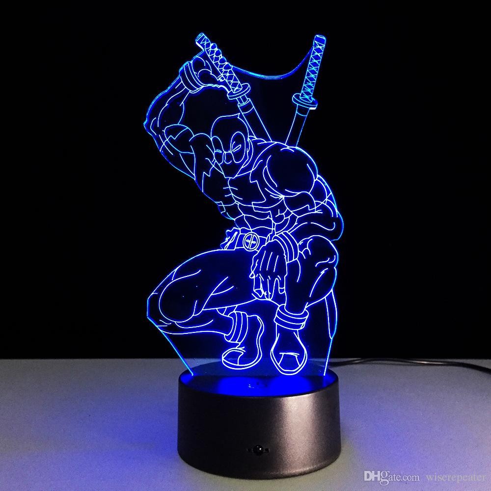 Illusion Papercraft Großhandel Deadpool 3d Optische Illusion Lampe Nachtlicht Dc 5 V Usb