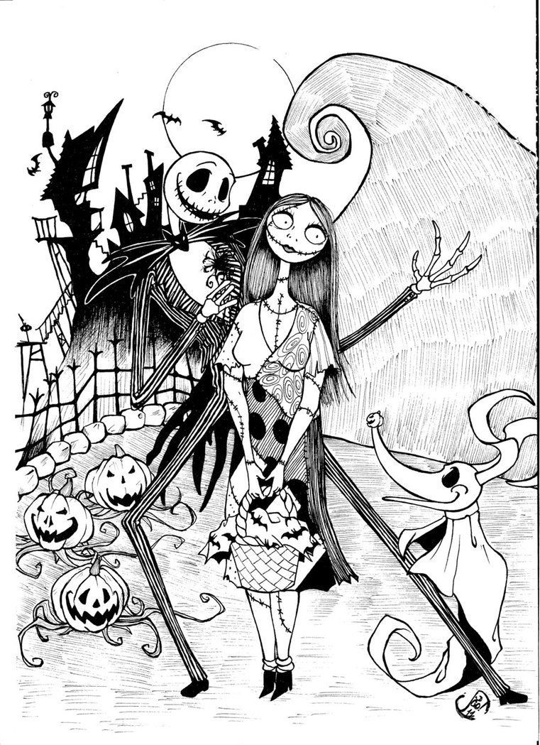 Jack Skellington Papercraft Jack and Sally Nightmare before Christmas Coloring Pages