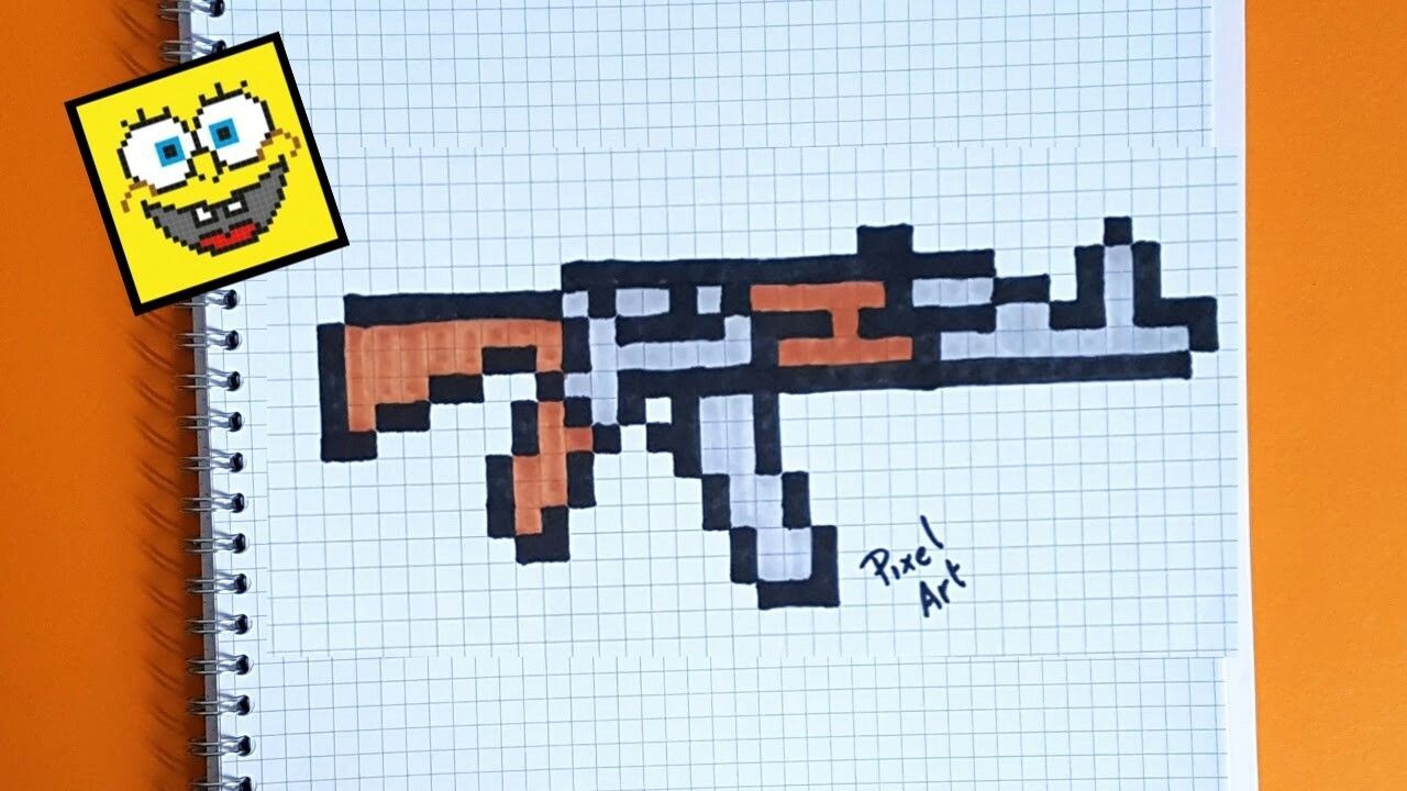 Keyblade Papercraft Pixel Art Ak 47 Gun Pixel Art Pinterest