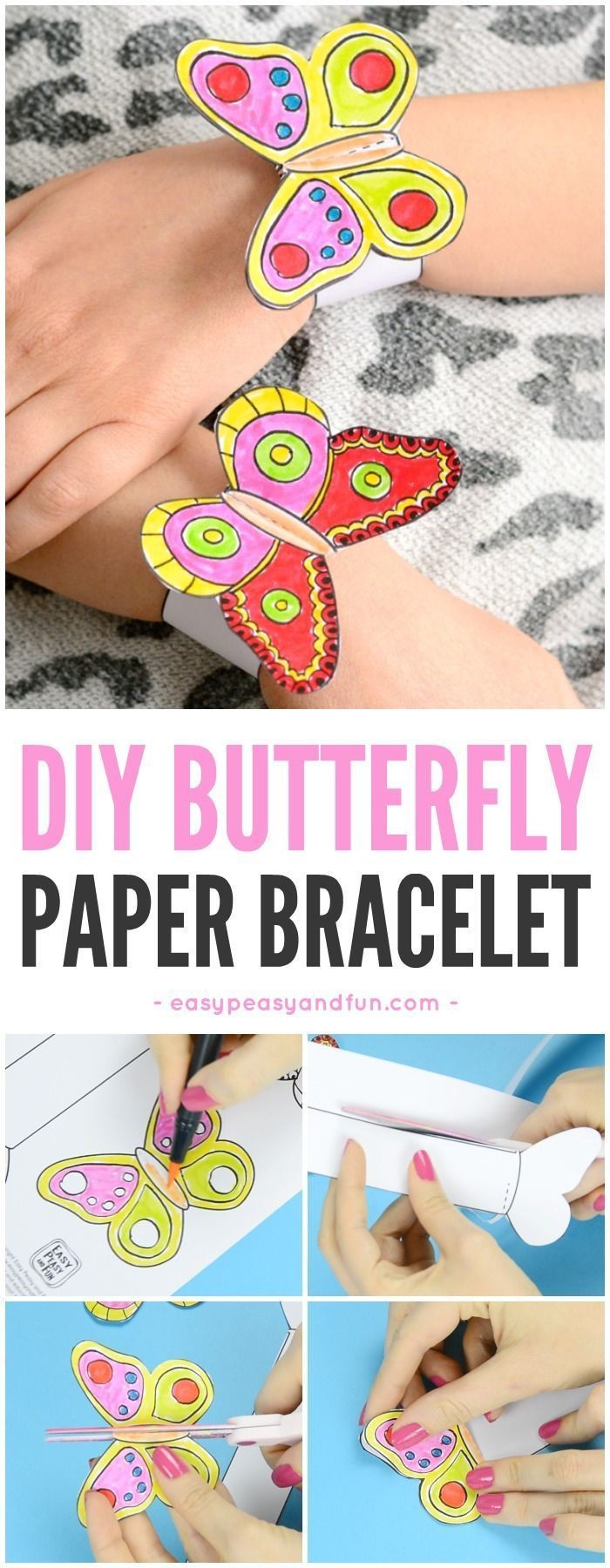 Kids Papercraft butterfly Paper Bracelets for Kids